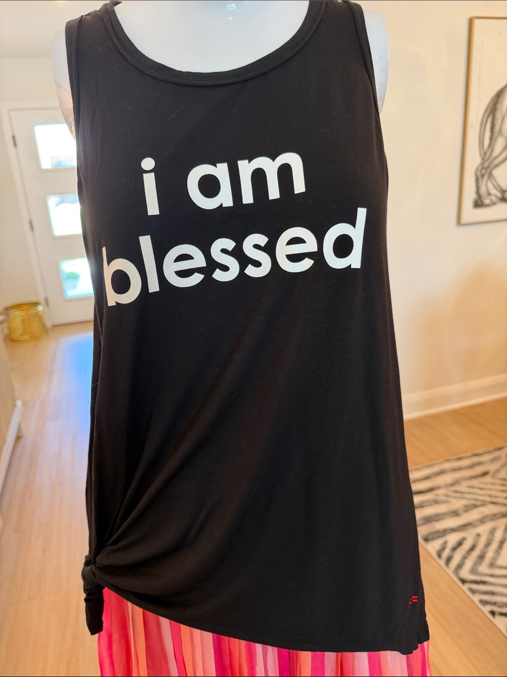 Black 'I Am Blessed' Graphic Tank Top - Women's